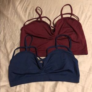 Maroon & Navy cross-front Bralettes